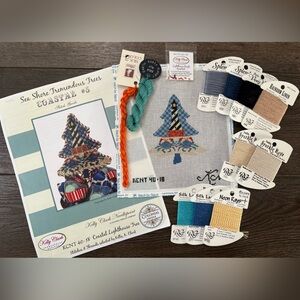 Holiday Tree Lighthouse Handpainted Needlepoint Canvas Threads Stitch Guide 18ct